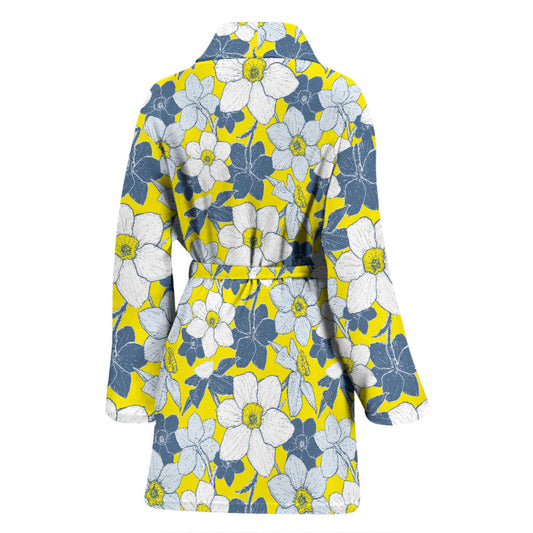 Daffodils Pattern Print Design 01 Women Bathrobe