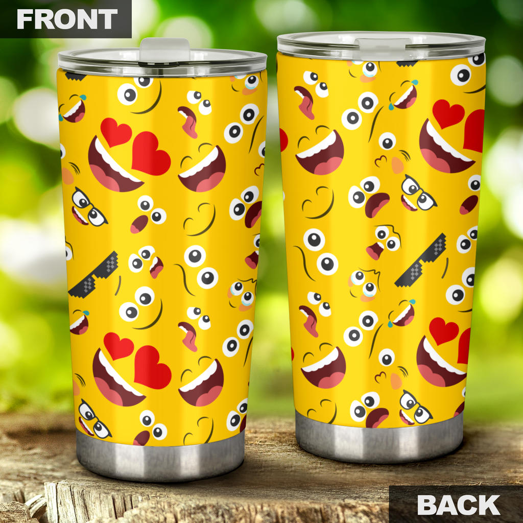 Emoji Face Print Pattern Tumbler