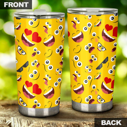 Emoji Face Print Pattern Tumbler