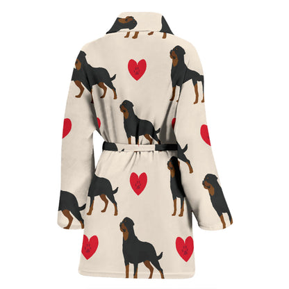 Rottweiler Pattern Print Design A02 Women Bathrobe