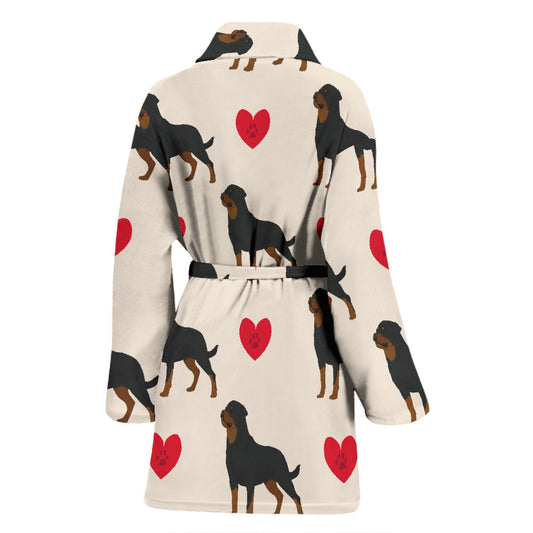 Rottweiler Pattern Print Design A02 Women Bathrobe