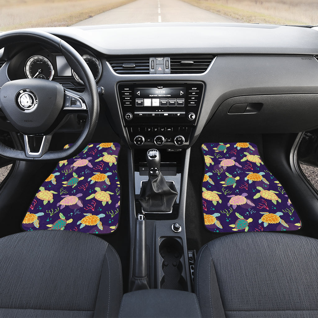 Sea Turtle Color Smile Car Floor Mats Front Back