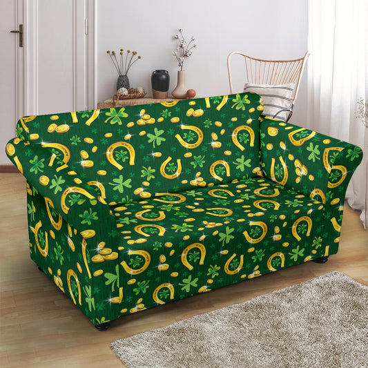 Shamrock Horse Shoes Saint Patrick's Day Print Design LKS307 Loveseat Couch Slipcover