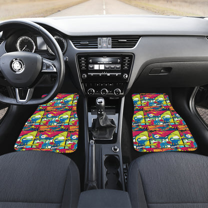 Dinosaur Comic Pop Art Style Car Floor Mats Front Back
