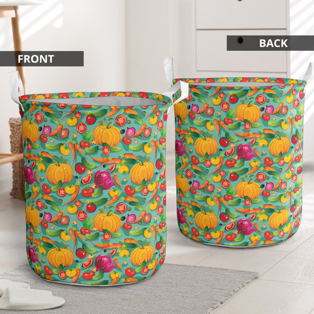 Vegan Colorful Themed Design Print Laundry Basket