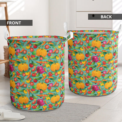 Vegan Colorful Themed Design Print Laundry Basket