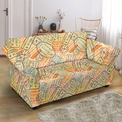 Travel Stamp Print Design LKS302 Loveseat Couch Slipcover