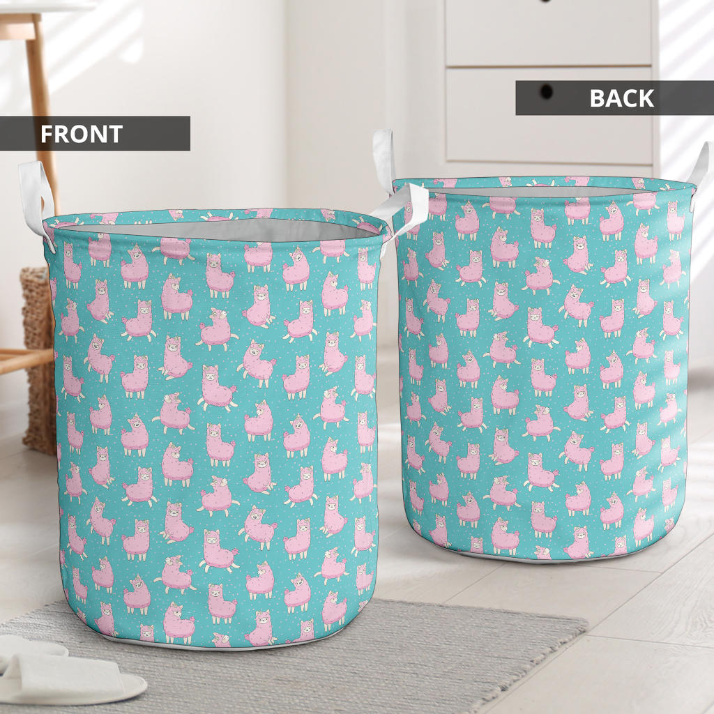 Alpaca Cartoon Design Themed Print Laundry Basket