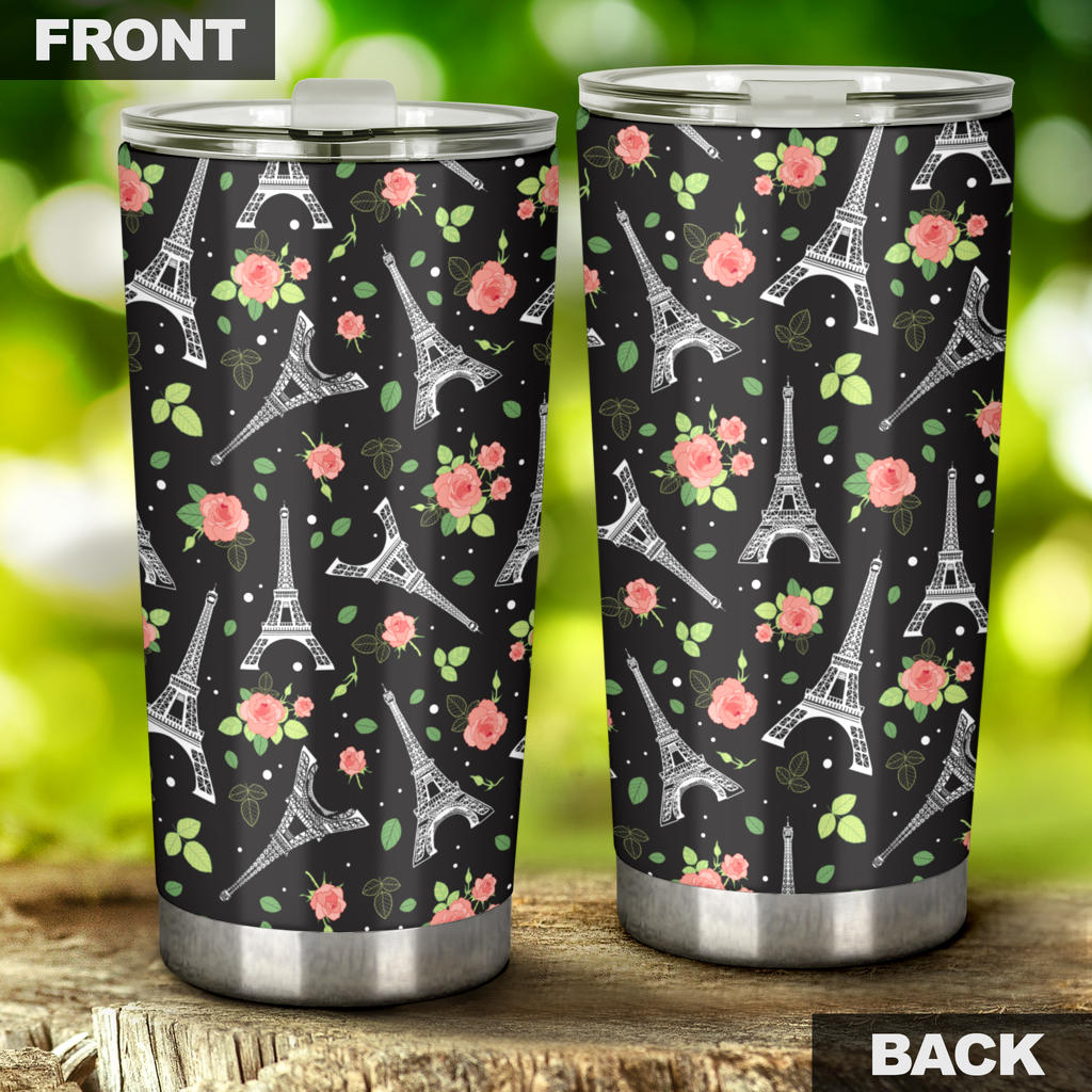 Eiffel Tower Rose Print Tumbler