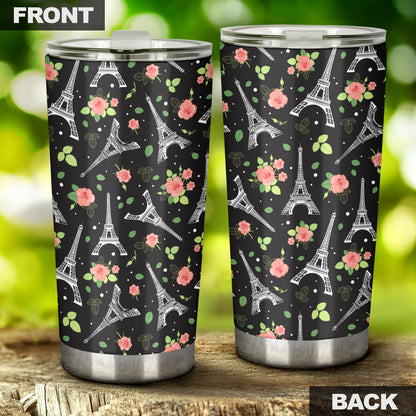 Eiffel Tower Rose Print Tumbler
