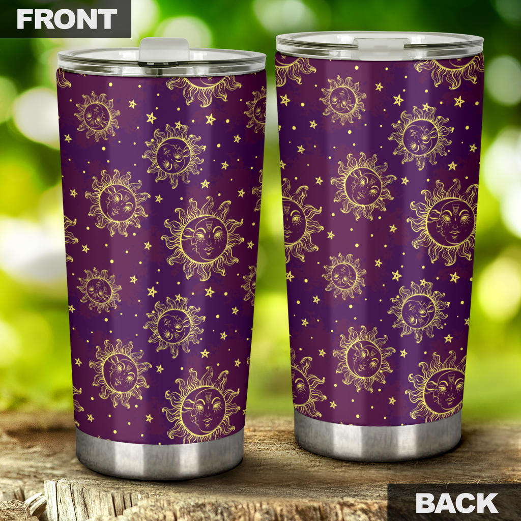 Sun Moon Star Design Themed Print Tumbler