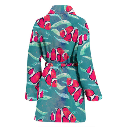 Clownfish Pattern Print Design 02 Women Bathrobe