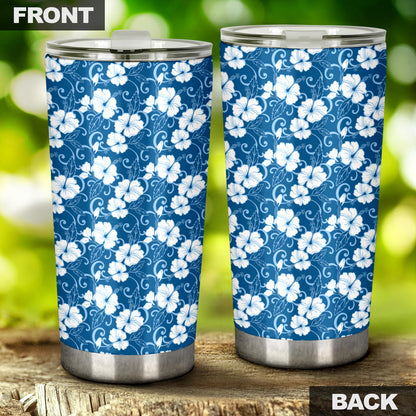 Hibiscus Blue Flower Hawaiian Print Tumbler