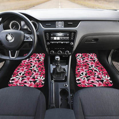 Flower Hawaiian Pink Red Hibiscus Print Car Floor Mats Front Back