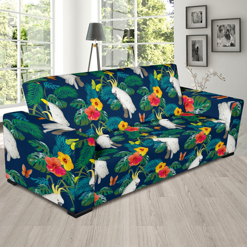 Cockatoo Tropical Pattern Print Design 02 Sofa Slipcover