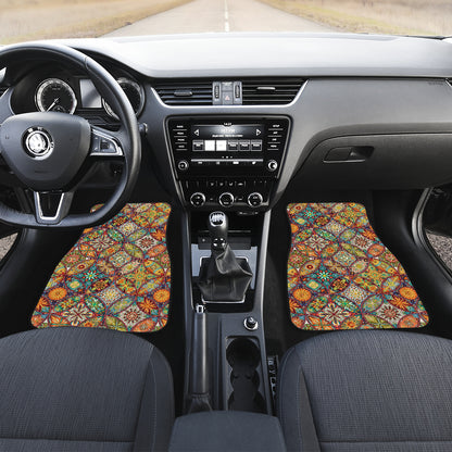 Mandala Flower Themed Design Print Car Floor Mats Front Back