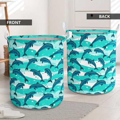 Dolphin Design Print Pattern Laundry Basket