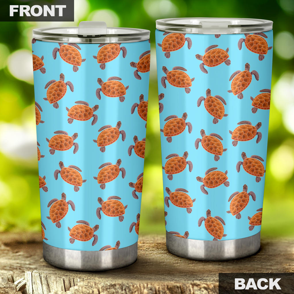Brow Sea Turtle Print Pattern Tumbler