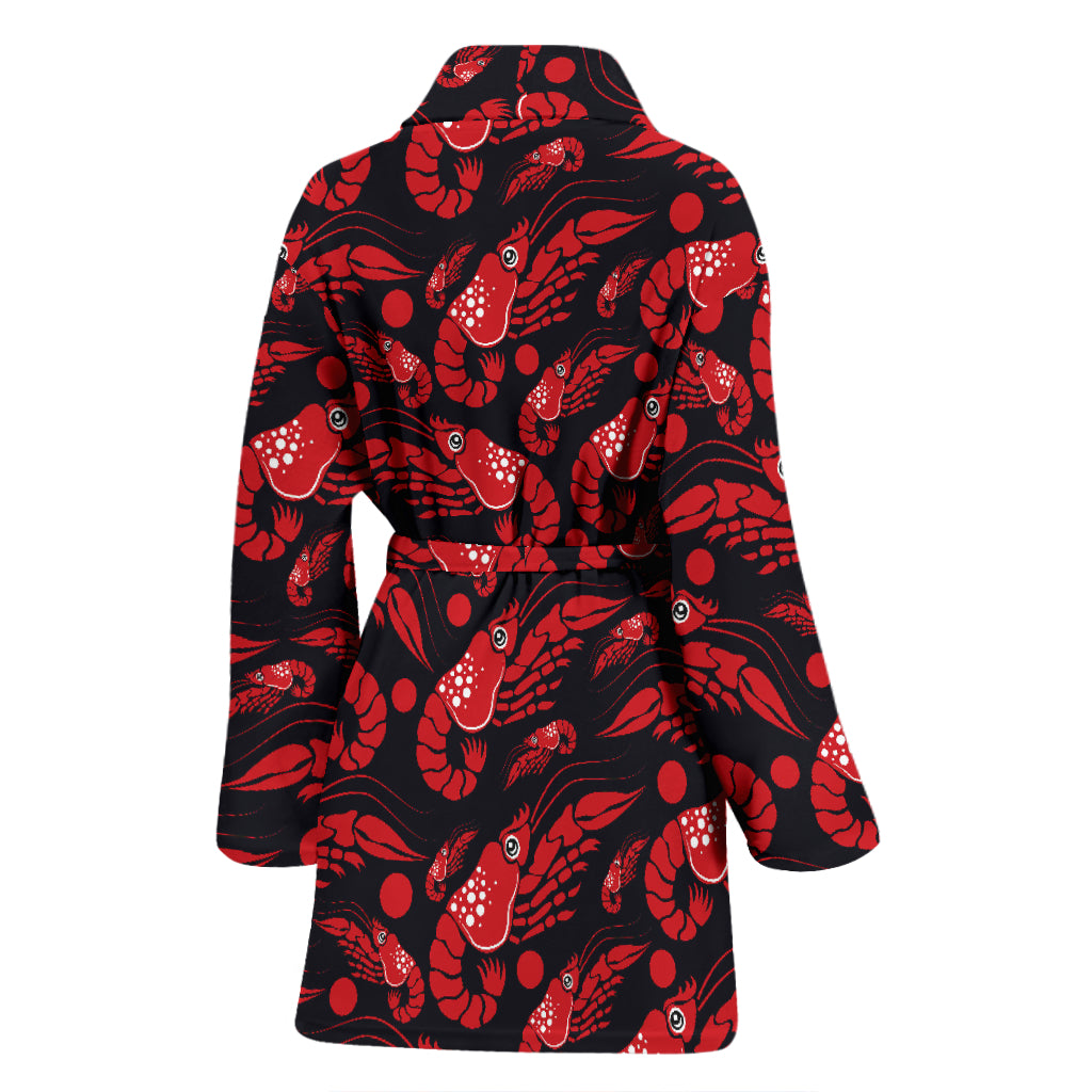 Shrimp Print Design LKS303 Women Bathrobe