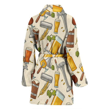 Beer Pattern Print Design 05 Women Bathrobe