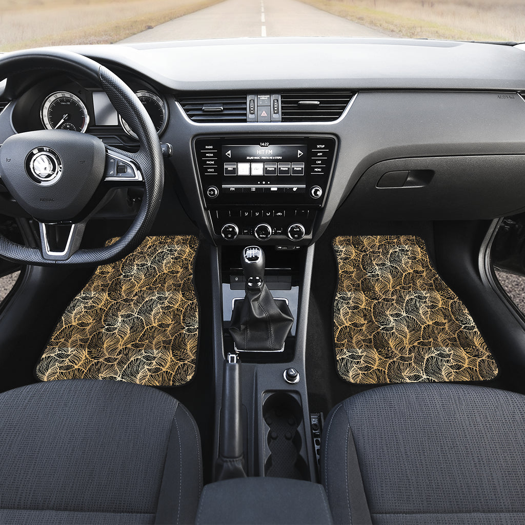 Elegant Gold leaf Print Car Floor Mats Front Back