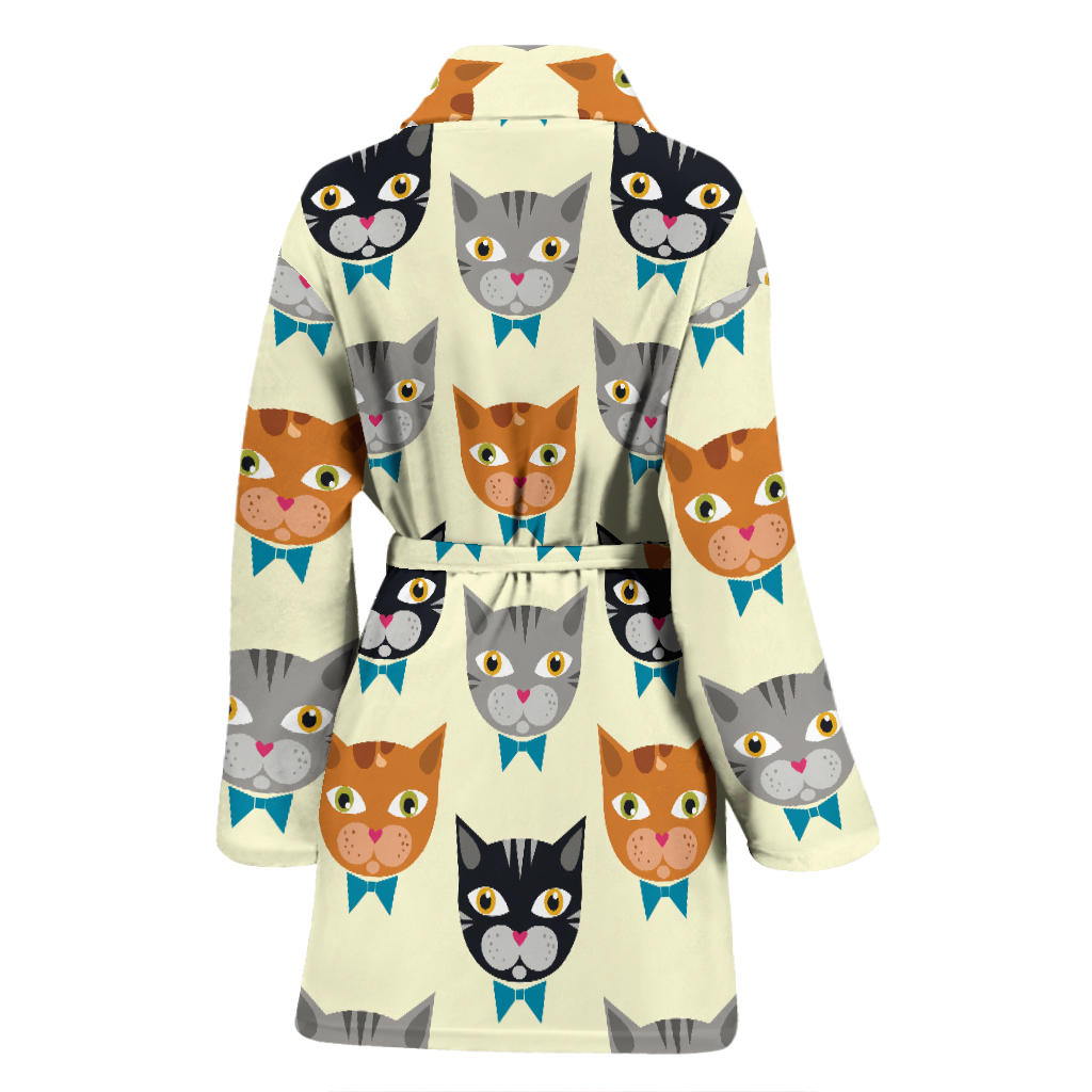 Cat Pattern Print Design 05 Women Bathrobe