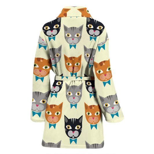 Cat Pattern Print Design 05 Women Bathrobe