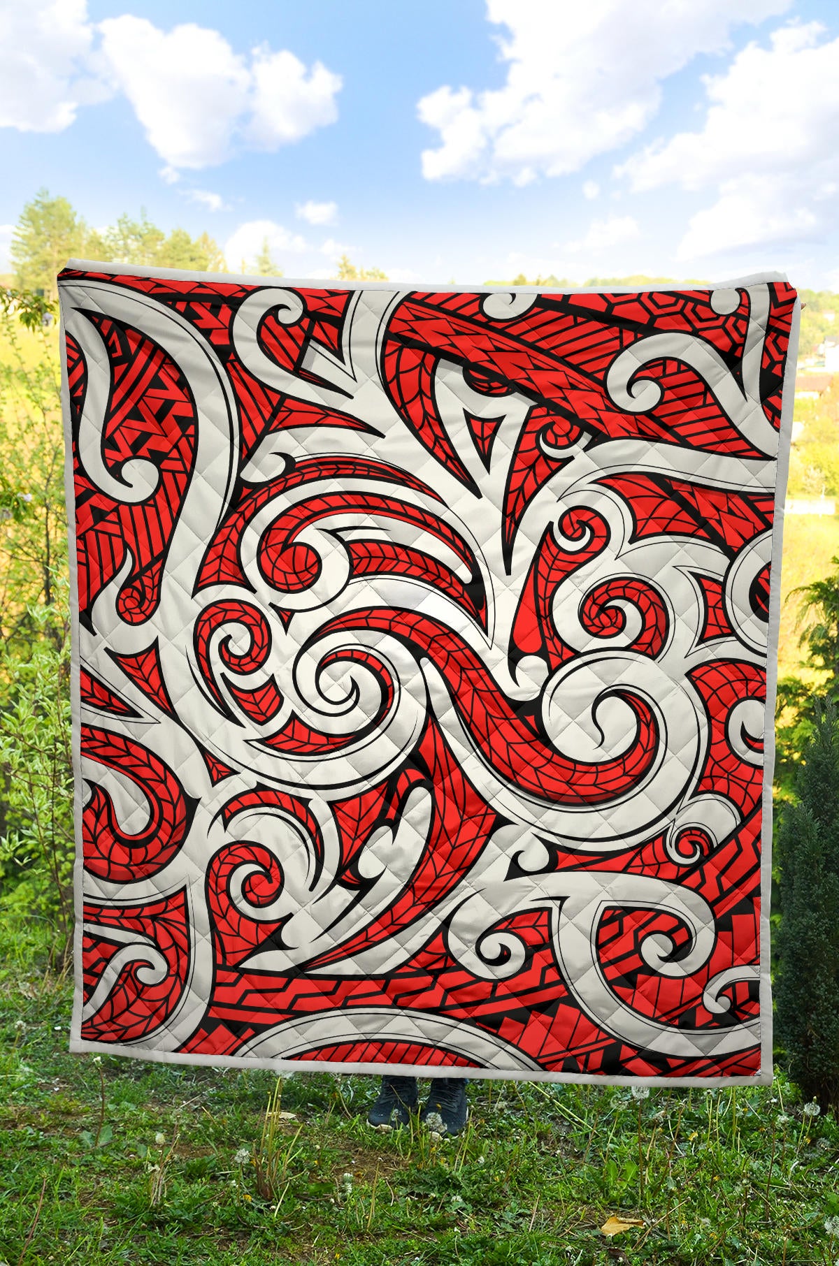 Maori Polynesian Themed Design Print Quilt Bedspread