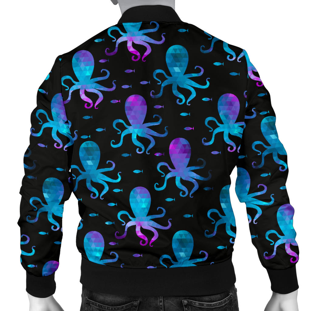 Octopus Blue Design Print Themed Men Bomber Jacket