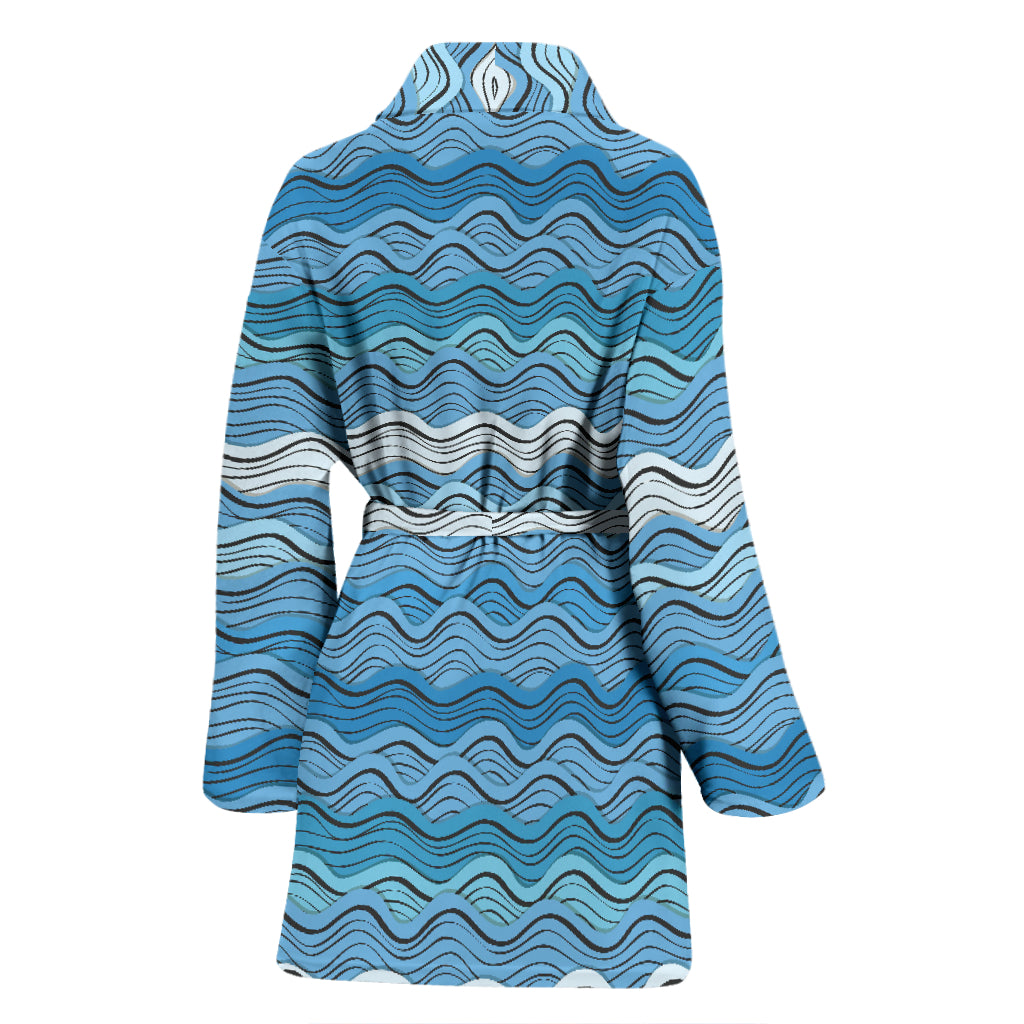 Wave Print Design LKS301 Women Bathrobe