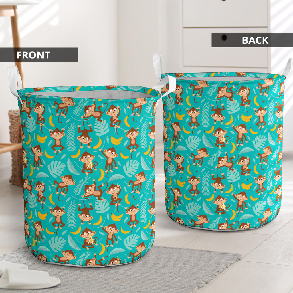 Monkey Happy Design Themed Print Laundry Basket