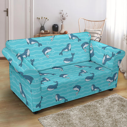Whale Print Design LKS303 Loveseat Couch Slipcover