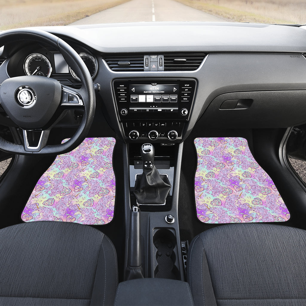 Unicorn Rainbow Star Heart Print Car Floor Mats Front Back