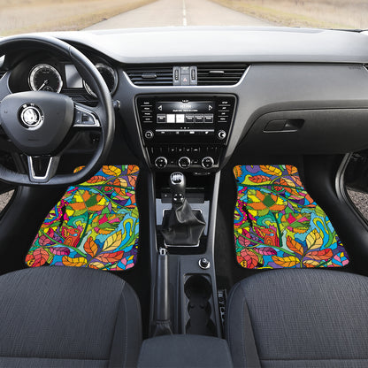 Psychedelic Trippy Flower Print Car Floor Mats Front Back