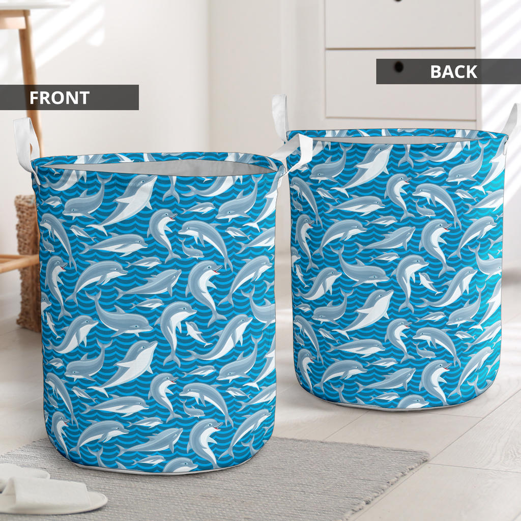 Dolphin Cute Print Pattern Laundry Basket