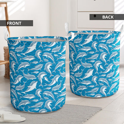 Dolphin Cute Print Pattern Laundry Basket