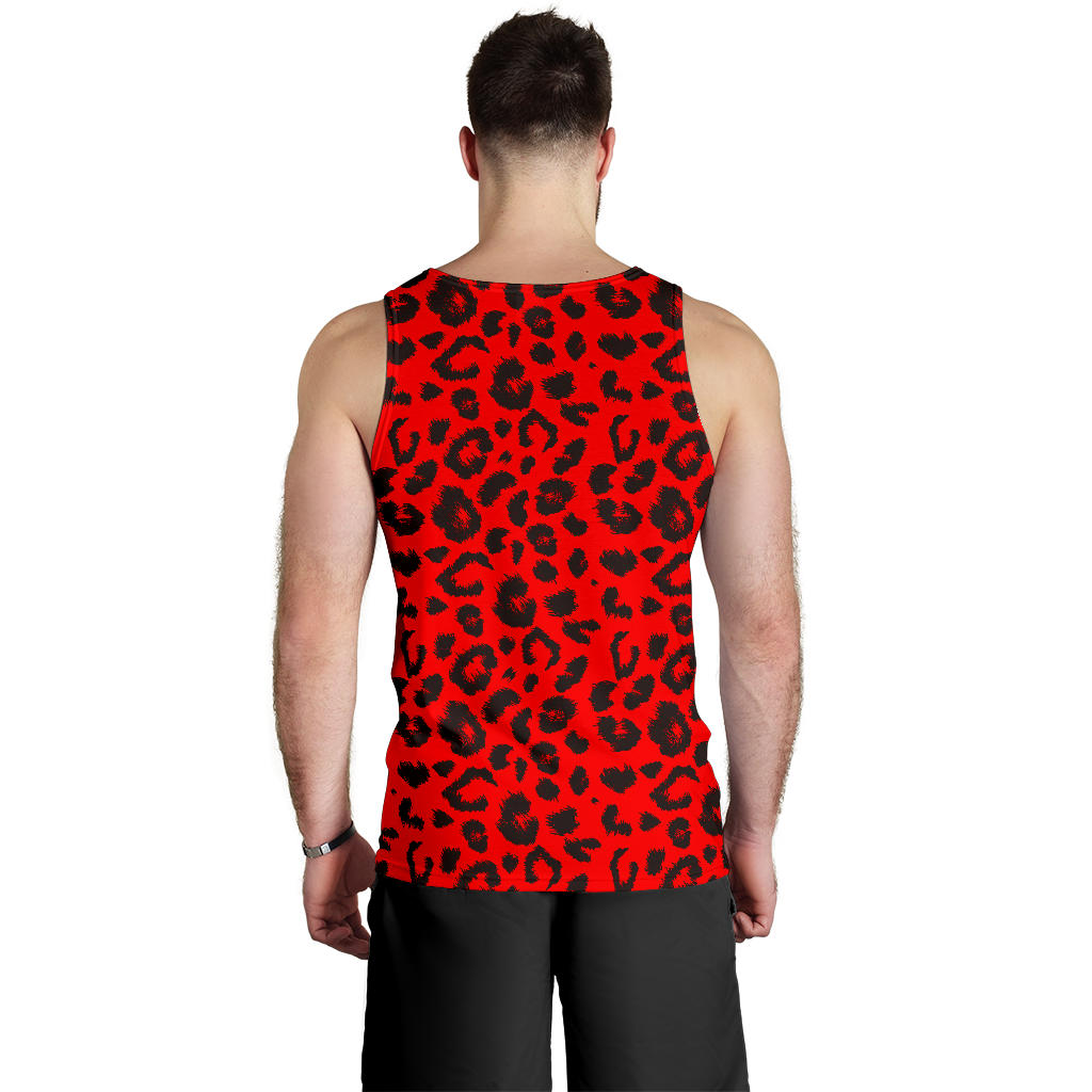 Leopard Red Skin Print Men Tank Top