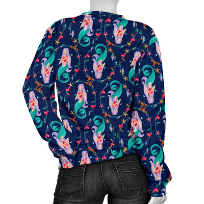 Mermaid Girl Cute Design Print Women Long Sleeve Sweatshirt