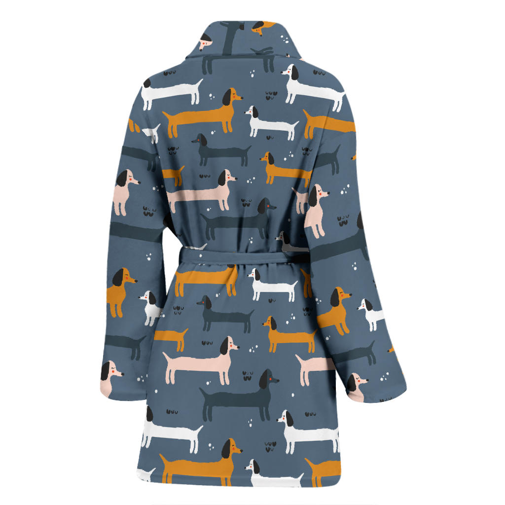Dachshund Pattern Print Design 012 Women Bathrobe