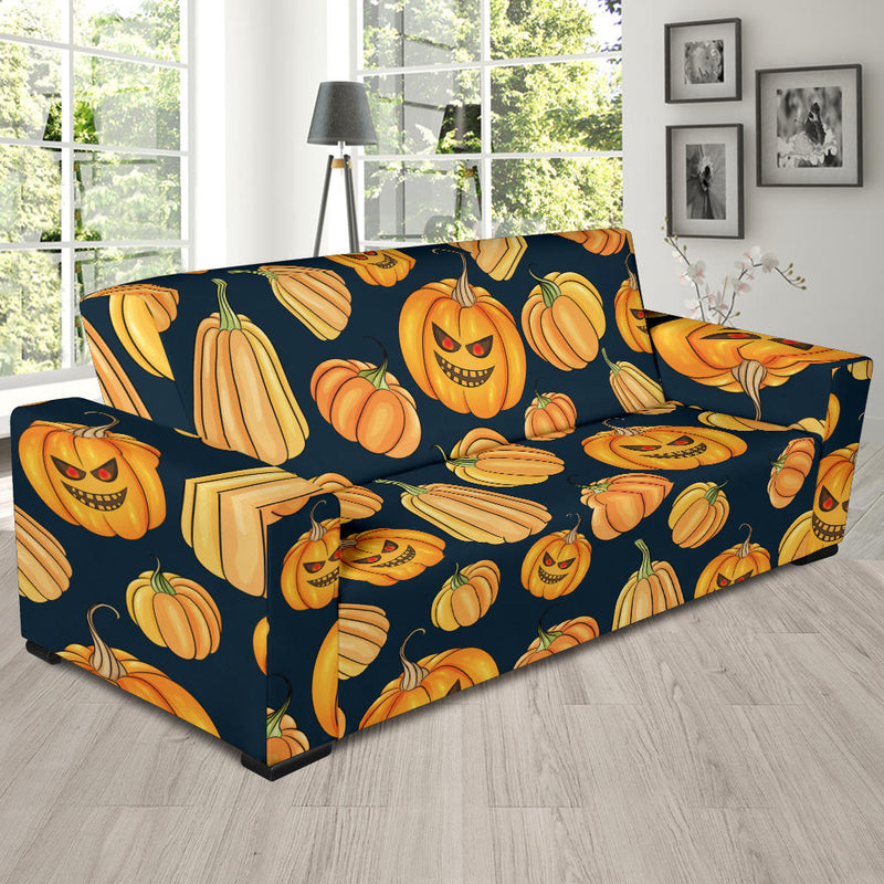 Pumpkin Halloween Pattern Print Design A04 Sofa Slipcover