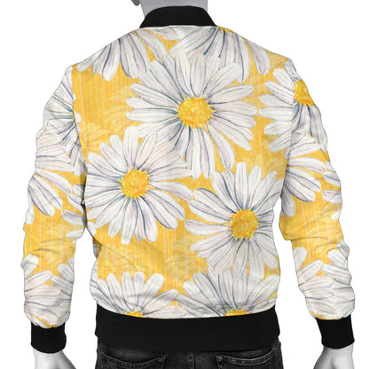 Daisy Yellow Watercolor Print Pattern Men Bomber Jacket