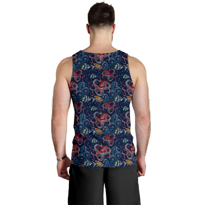 Octopus Deep Sea Print Themed Men Tank Top