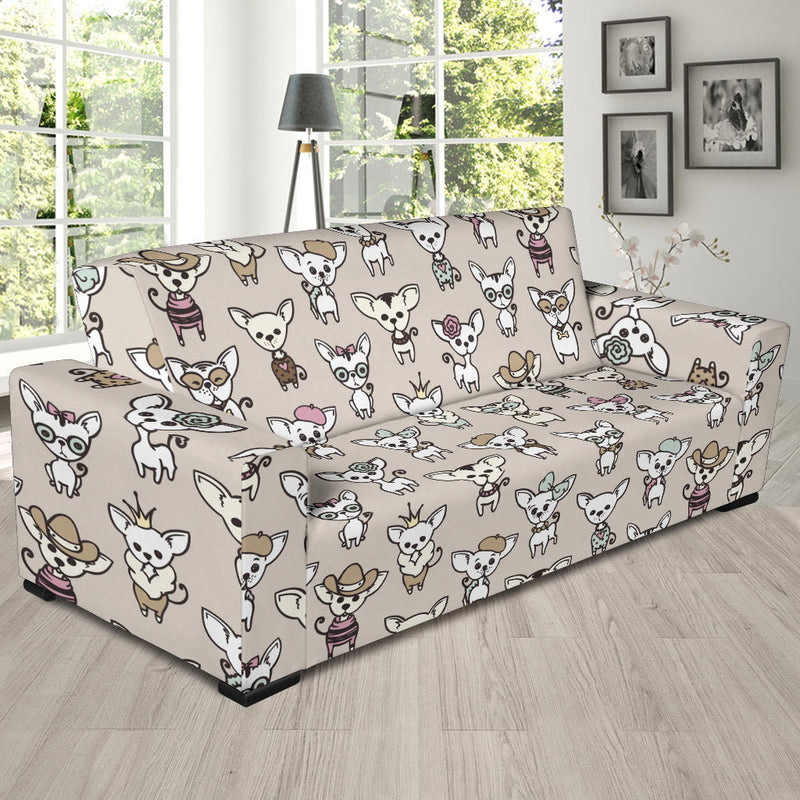 Chihuahua Pattern Print Design 02 Sofa Slipcover