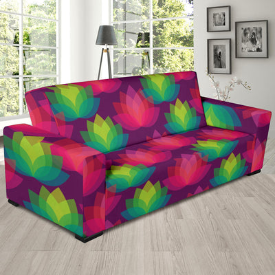 Lotus Pattern Print Design 02 Sofa Slipcover