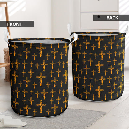 Christian Tree of Life Cross Design Laundry Basket