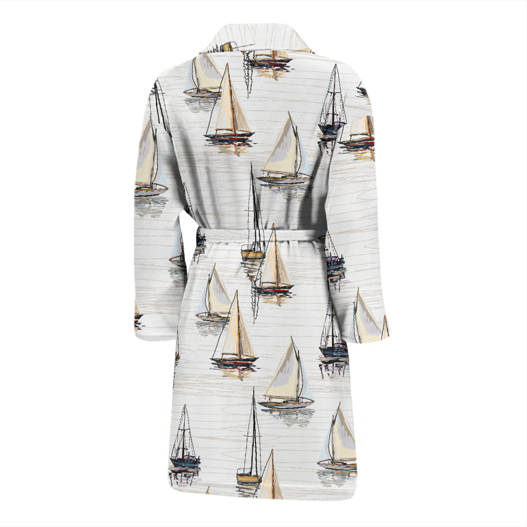 Sailboat Paint Pattern Print Design LKS307 Men Bathrobe