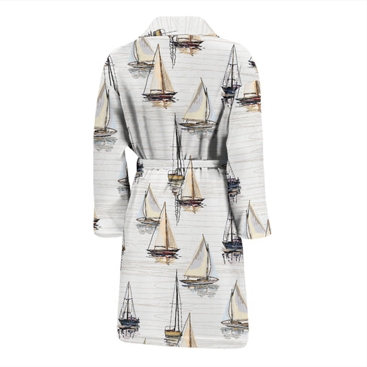 Sailboat Paint Pattern Print Design LKS307 Men Bathrobe