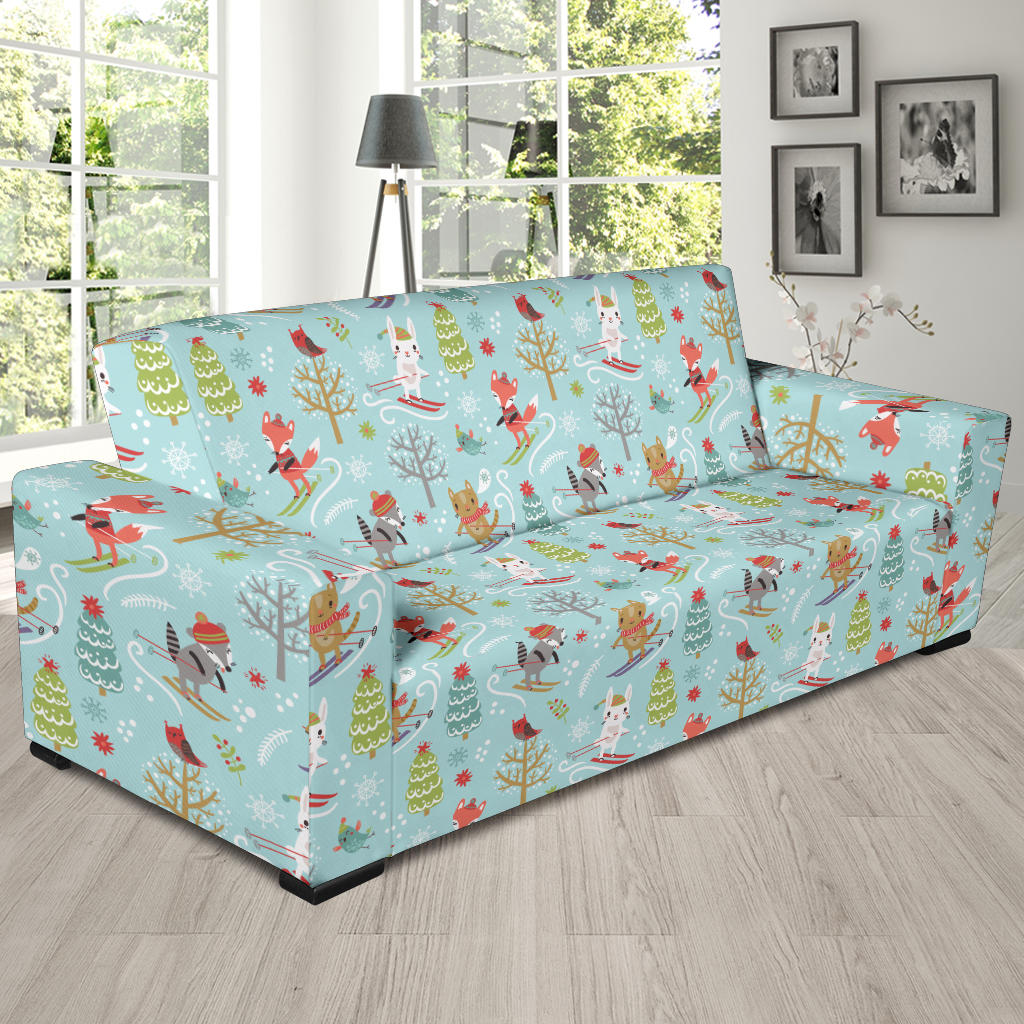 Ski Fox Cute Print Design LKS303 Sofa Slipcover