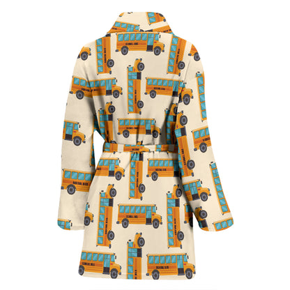School Bus Print Design LKS305 Women Bathrobe