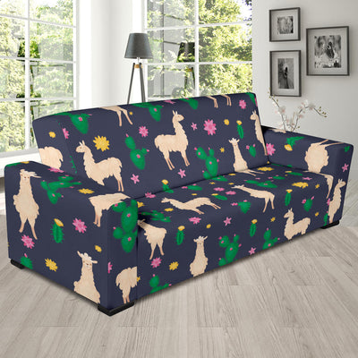 Llama Cactus Pattern Print Design 012 Sofa Slipcover